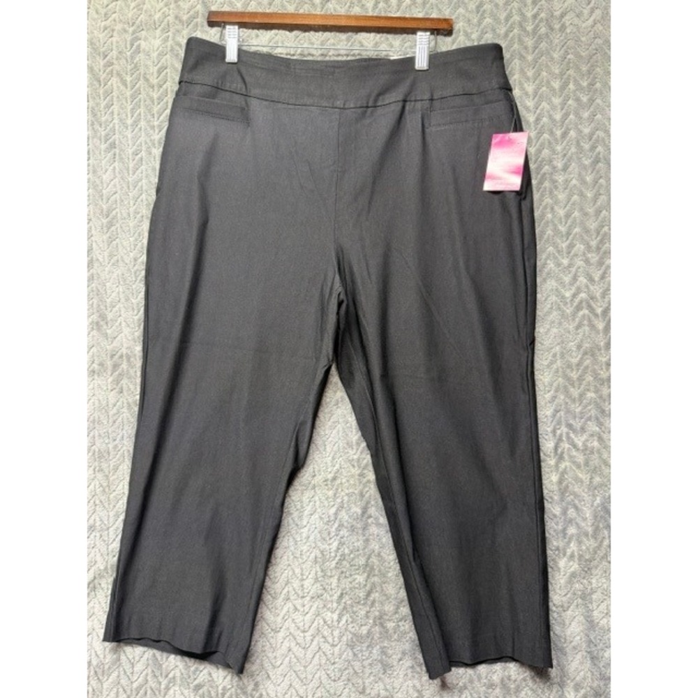 Kim Rogers Women Black Tummy Control Millennium Capri Pants Size 16 NWT 0767